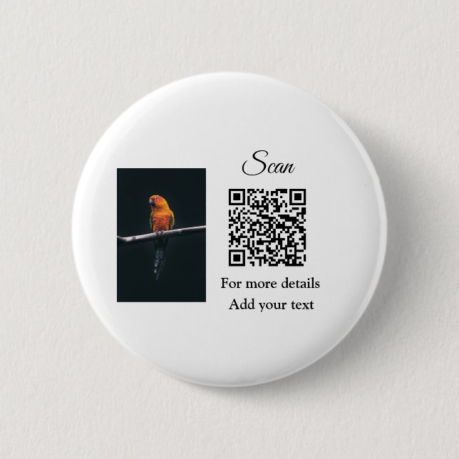 Badge Rond 5 Cm Simple animal name details QR code add text photo (Devant)