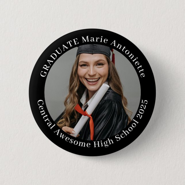 Badge Rond 5 Cm Simple Elegant Graduate Photo Graduation (Devant)