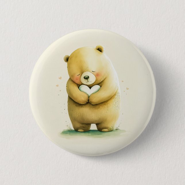 Badge Rond 5 Cm Simple mignonne ours triste tenant une oeuvre card (Devant)