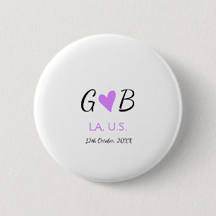 Badge Rond 5 Cm SIMPLE MINIMAL ajouter votre nom de couple nom de 