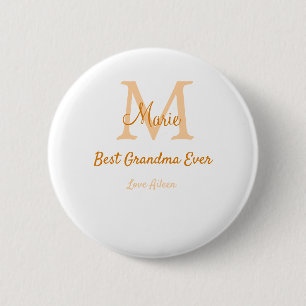 Badge Rond 5 Cm simple minimum meilleur grand-mère jamais orange m