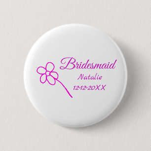 Badge Rond 5 Cm Simple minimum rose bridesmaid ajouter le nom de l