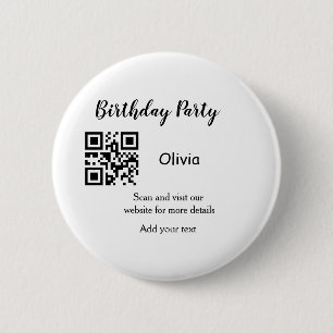 Badge Rond 5 Cm Simple site de fête d'anniversaire code-barres QR