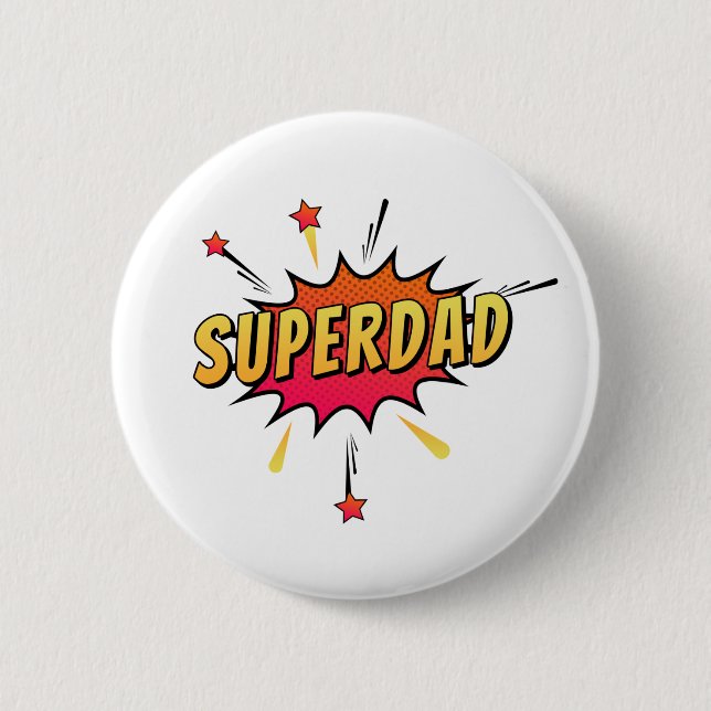 Badge Rond 5 Cm Simple Superdad Comique Retro Pop Art | Bouton d'é (Devant)