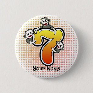 Badge Rond 5 Cm Singe chaussette numéro 7