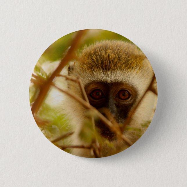 Badge Rond 5 Cm Singe Cheeky. (Devant)