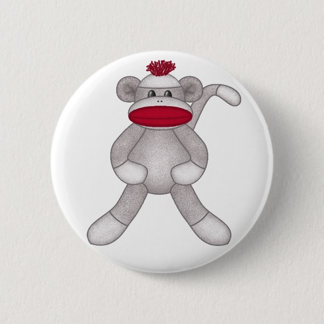 Badge Rond 5 Cm Singe de chaussette (Devant)