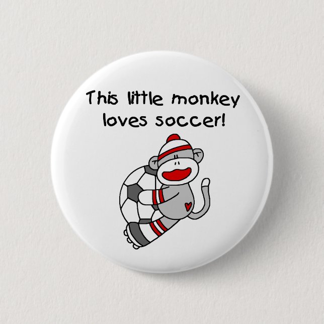 Badge Rond 5 Cm Singe de chaussette du football (Devant)