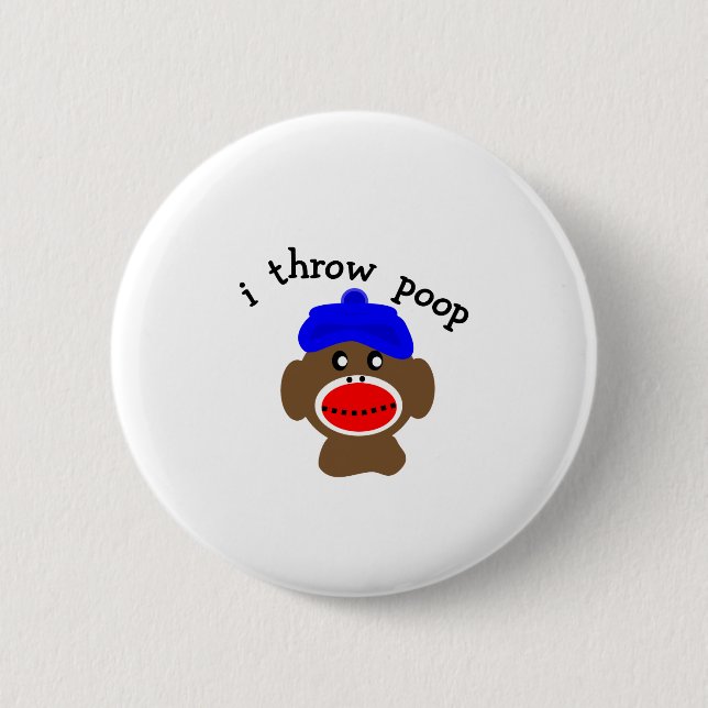 Badge Rond 5 Cm Singe de chaussette "JE JETTE la DUNETTE " (Devant)