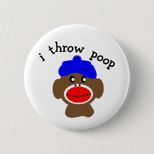 Badge Rond 5 Cm Singe de chaussette "JE JETTE la DUNETTE "