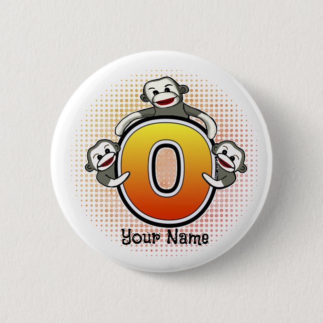 Badge Rond 5 Cm Singe de chaussette O Monogramme   (Devant)