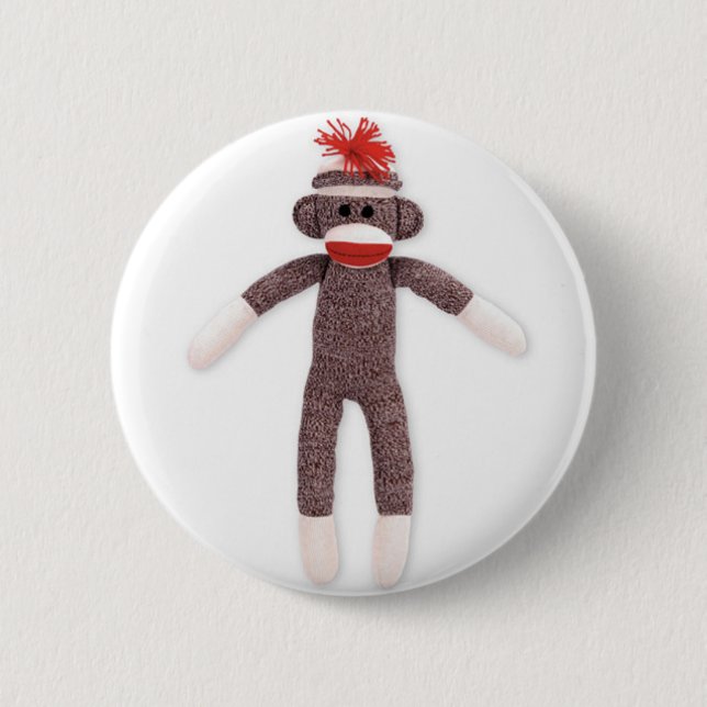 Badge Rond 5 Cm singe de chaussette. rétro (Devant)