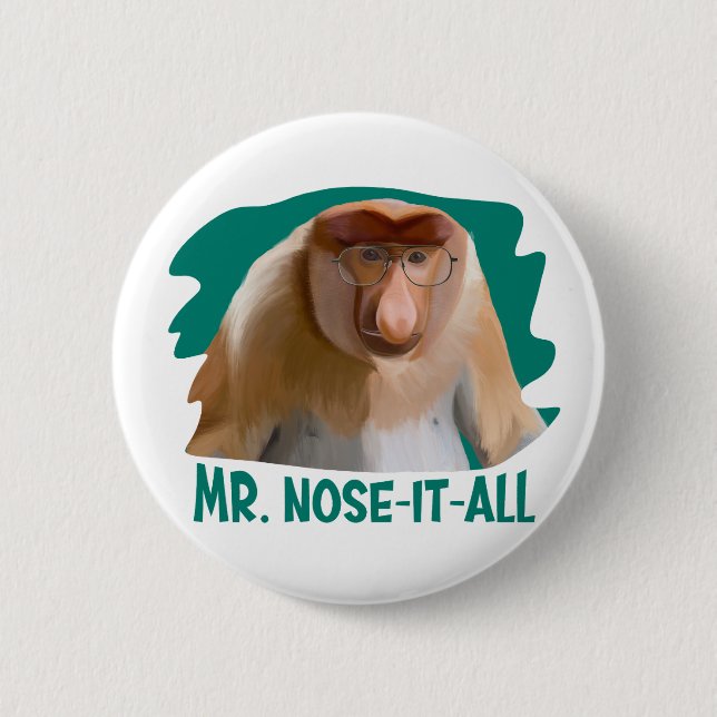 Badge Rond 5 Cm Singe de Punny Proboscis (Devant)