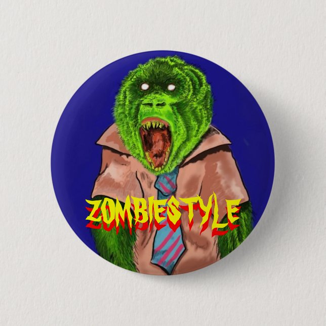 Badge Rond 5 Cm singe de zombi, ZOMBIESTYLE, ZOMBIESTYLE (Devant)
