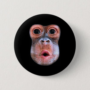 Badge Rond 5 Cm Singe drôle qui gonfle le visage de l'estomac, Sin