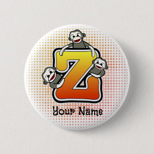 Badge Rond 5 Cm Singe en chaussette à monogramme Z