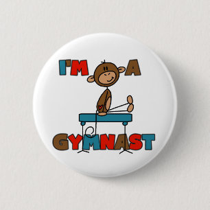 Badge Rond 5 Cm Singe Je suis un gymnaste