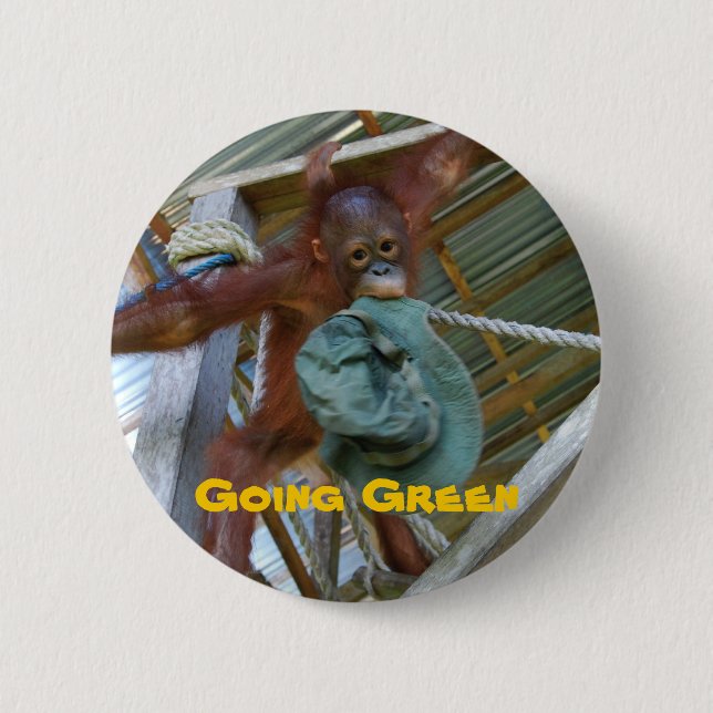 Badge Rond 5 Cm Singe pour le vert (Devant)