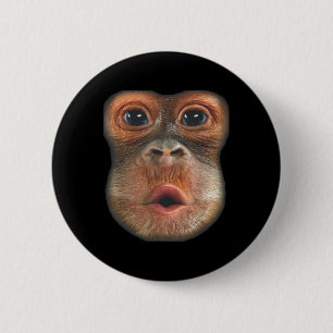 Badge Rond 5 Cm Singe qui souffle le visage de l'estomac