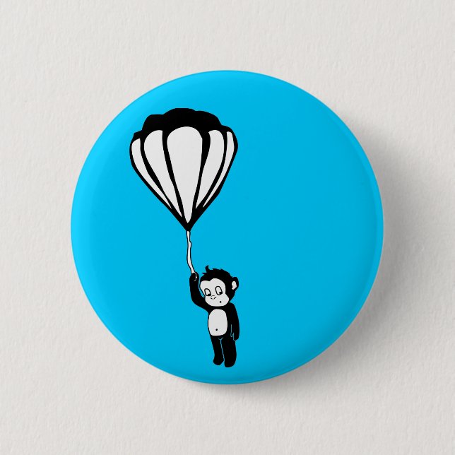 Badge Rond 5 Cm singe volant : montgolfière (Devant)