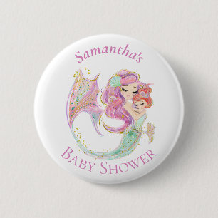 Badge Rond 5 Cm Sirène Baby shower douce petite sirène