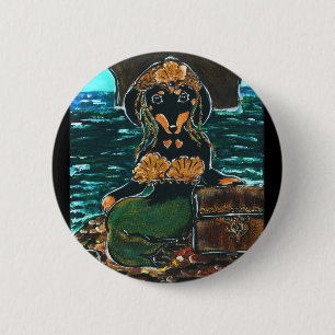 Badge Rond 5 Cm Sirène Dachshund