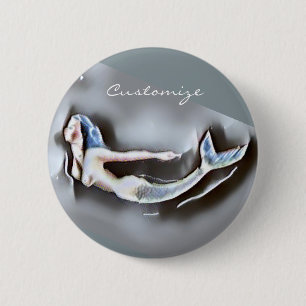 Badge Rond 5 Cm Sirène de natation Thunder-Cove Grey