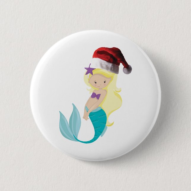 Badge Rond 5 Cm Sirène de Noël (Devant)
