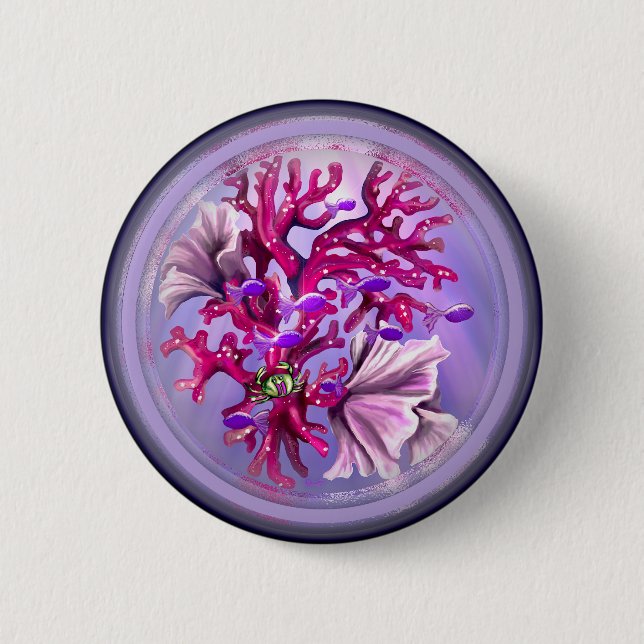 Badge Rond 5 Cm Sirène d'océan violet (Devant)