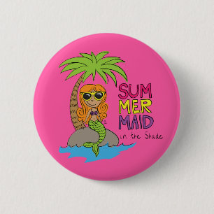 Badge Rond 5 Cm Sirène Enfants Filles Mignonnes