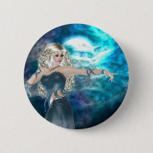 Badge Rond 5 Cm Sirène Sky Imaginaire