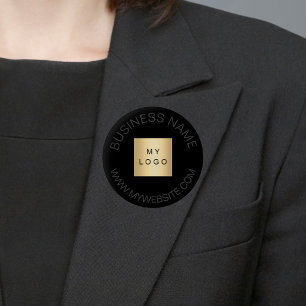 Badge Rond 5 Cm Site Web du logo de l'entreprise de nom noir