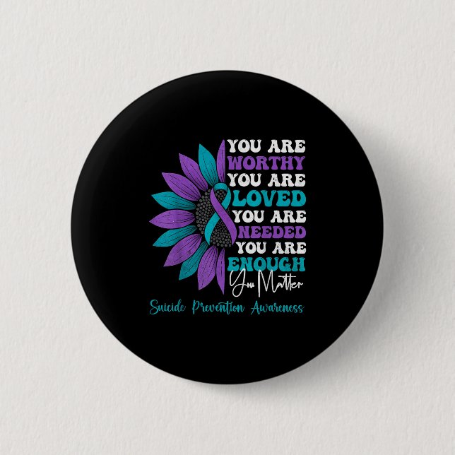 Badge Rond 5 Cm Sitive Motivational Suprt Suicide Prevention Aware (Devant)