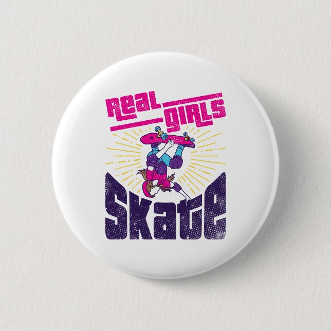 Badge Rond 5 Cm Skateboard Real Girls Patinage (Devant)