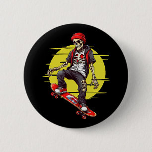 Badge Rond 5 Cm Skateboard Skeleton