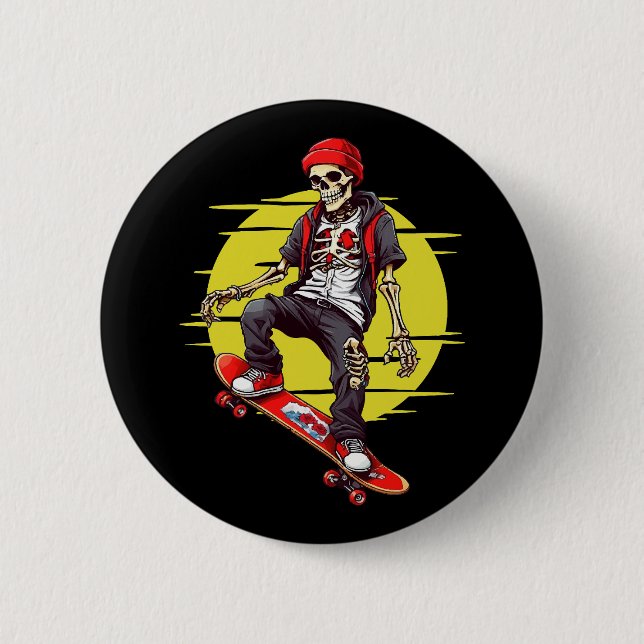 Badge Rond 5 Cm Skateboard Skeleton (Devant)