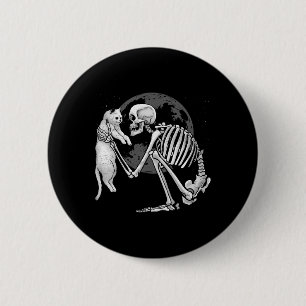 Badge Rond 5 Cm Skeleton Chat Crâne Kitty mignonne Fantôme Hallowe