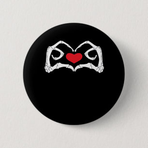 Badge Rond 5 Cm Skeleton Coeur Et Mains Drôle