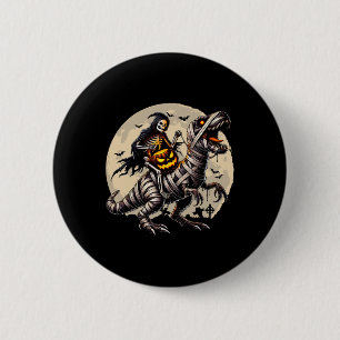 Badge Rond 5 Cm Skeleton équitation maman Dinosaur T Rex Citrouill
