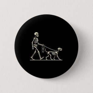 Badge Rond 5 Cm Skeleton Et Chien Lazy Costume Halloween Drôle Sku