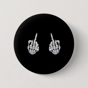 Badge Rond 5 Cm Skeleton Halloween Bones Halloween Doigt Moyen