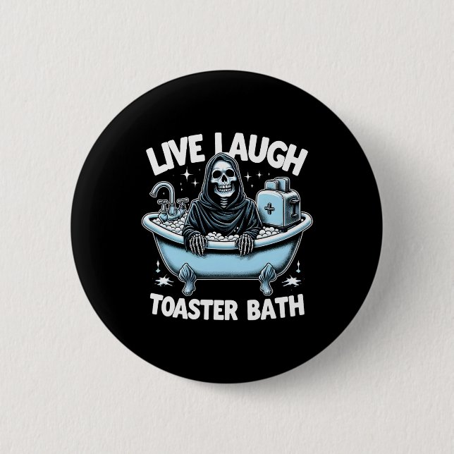 Badge Rond 5 Cm Skeleton Halloween Live Lauder Toaster Bath Design (Devant)