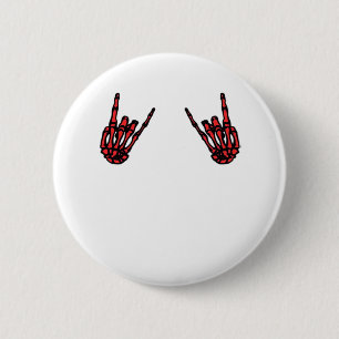 Badge Rond 5 Cm Skeleton Hand Heart Roll & Red Classic