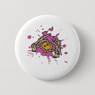Badge Rond 5 Cm Skeleton Hand Heart Show Classic