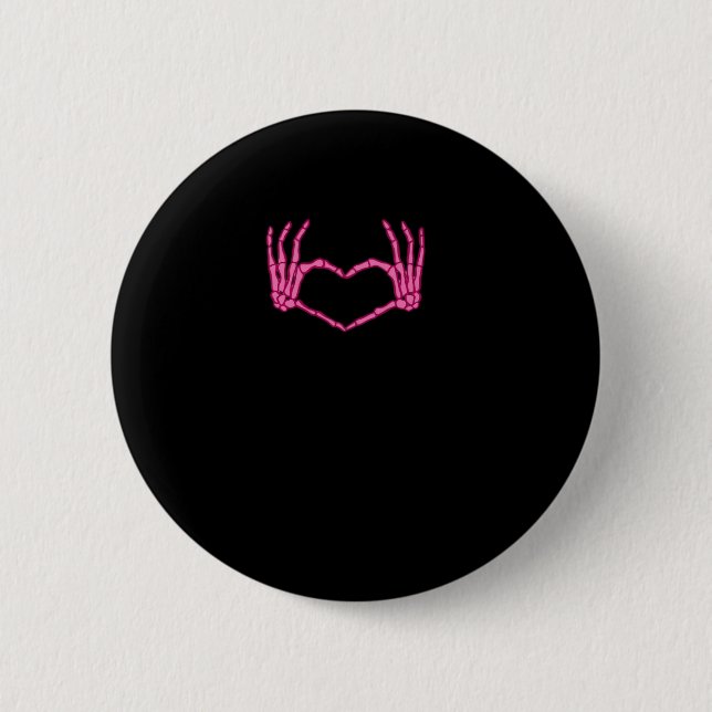 Badge Rond 5 Cm Skeleton Heart Hands Classic (Devant)