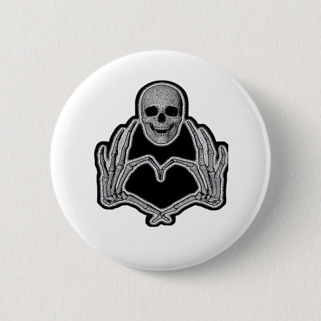 Badge Rond 5 Cm Skeleton Heart Hands Classic (Devant)