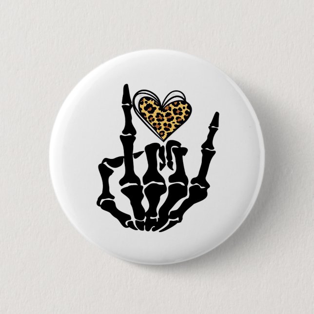Badge Rond 5 Cm Skeleton Heart Hands Classic (Devant)