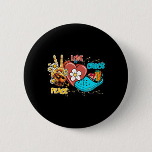 Badge Rond 5 Cm Skeleton La paix de la main Aimer crocs Famille No