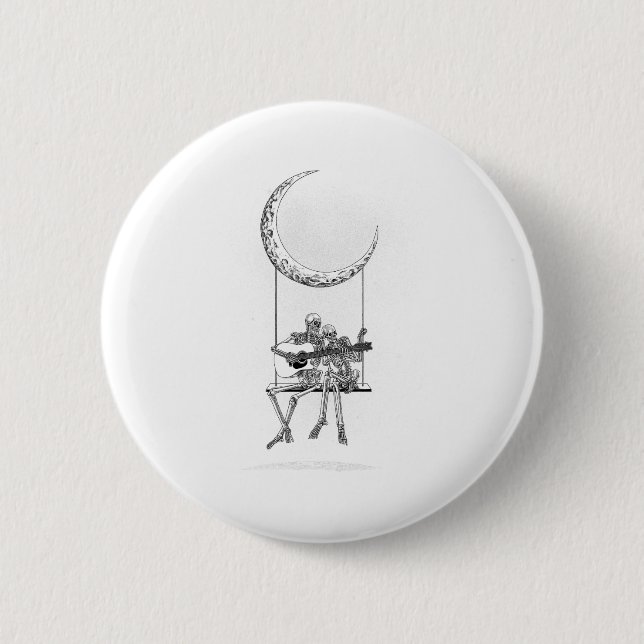 Badge Rond 5 Cm Skeleton Moon Band Tee - shirts - Rock And Roll Co (Devant)