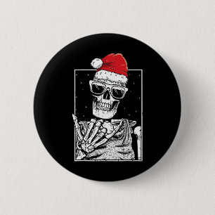 Badge Rond 5 Cm Skeleton Rock Halloween Christmas Rock Music